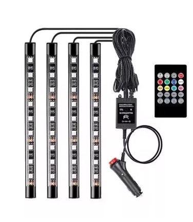 Lumini ambientale auto Q CD58 Kit interior LED RGB cu telecomanda Model 9 Led